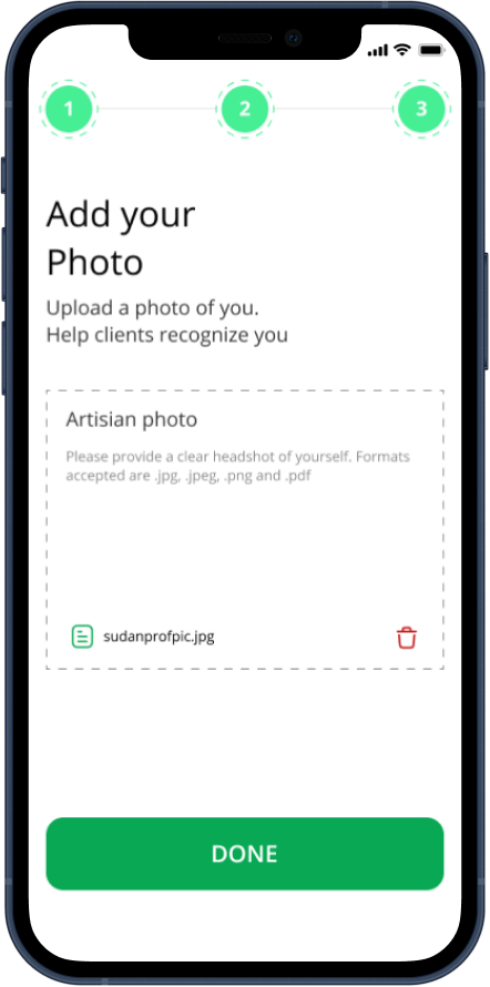 Hirepesin App Profile Infomation Interface